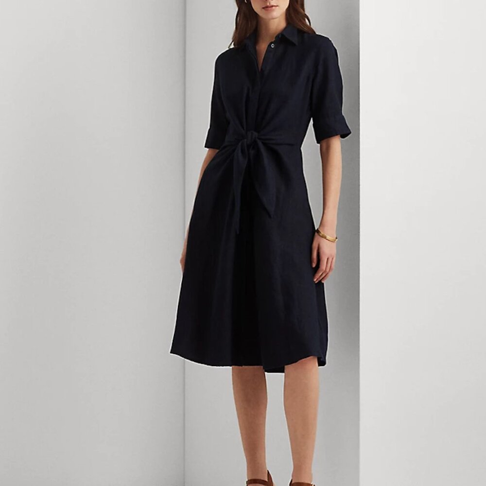 Ralph Lauren Tie-Front Linen Shirtdress